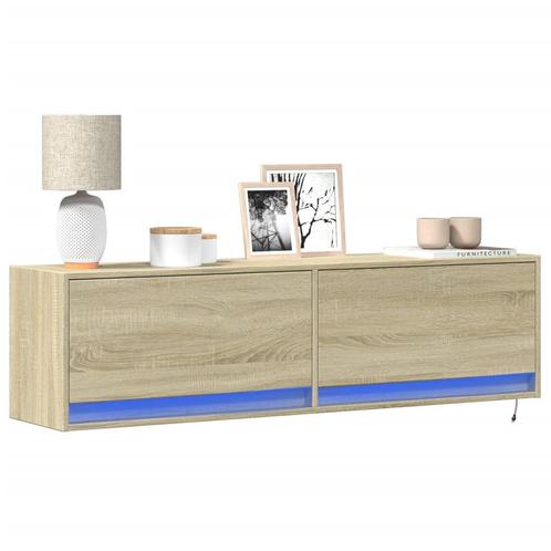 vidaXL Tv-wandmeubel met LED-verlichting 140x31x38 cm sonoma, Huis en Inrichting, Kasten |Televisiemeubels, Nieuw, Verzenden