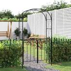 vidaXL Tuinboog met poort 108x45x235 cm staal zwart, Tuin en Terras, Verzenden, Nieuw