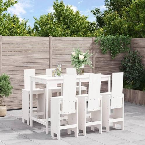 vidaXL 7-delige Barset massief grenenhout wit, Tuin en Terras, Tuinsets en Loungesets, Nieuw, Verzenden