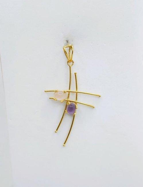 Pendentif en forme de croix - 19,2 carats Or jaune - 2.00ct., Handtassen en Accessoires, Antieke sieraden