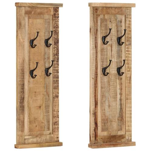 vidaXL Porte-manteaux 2 pcs Bois massif de manguier, Huis en Inrichting, Woonaccessoires | Kapstokken, Verzenden