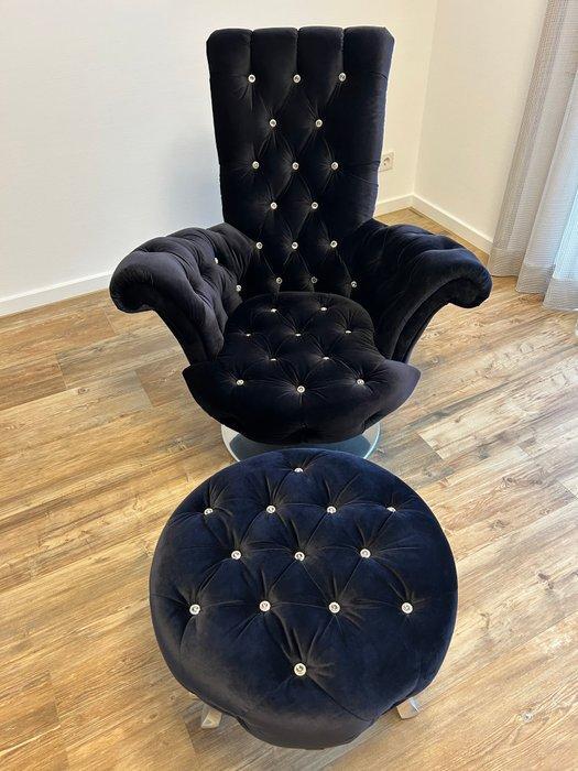 Bretz - Lounge stoel - Pompadour - Fluweel, Kristal,, Antiek en Kunst, Antiek | Meubels | Stoelen en Sofa's