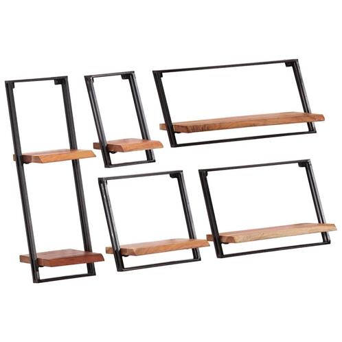vidaXL Wandplanken 5 stuks massief acaciahout, Huis en Inrichting, Kasten | Wandmeubels, Nieuw, Verzenden