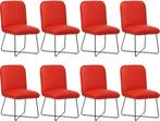 Set van 8 Felrode leren industriële design eetkamerstoelen -, Nieuw, Vijf, Zes of meer stoelen, Modern, Leer