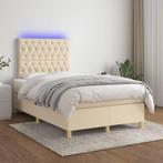 vidaXL Boxspring met matras en LED stof crèmekleurig 120x200, Verzenden, Nieuw
