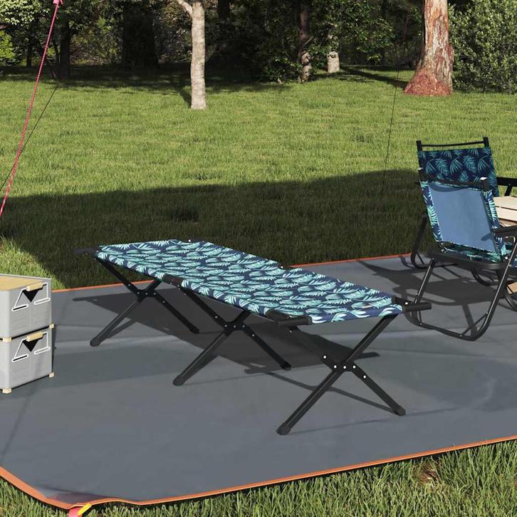 vidaXL Opvouwbaar Campingbed Bladpatroon Oxford stof, Caravans en Kamperen, Kampeeraccessoires, Nieuw, Verzenden
