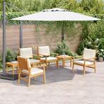 vidaXL 6-deelse tuin eetset met kussens van massief, Tuin en Terras, Verzenden, Nieuw