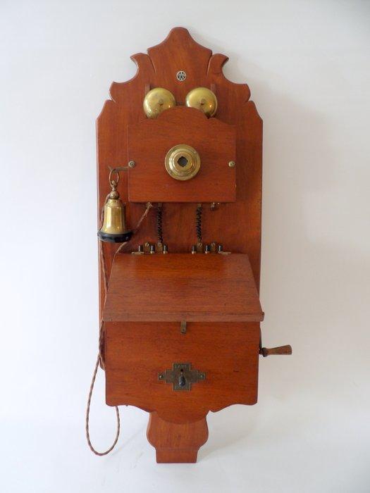 Analoge telefoon - Mahonie, messing, Bakeliet, enz. - Noors, Antiek en Kunst, Kunst | Designobjecten