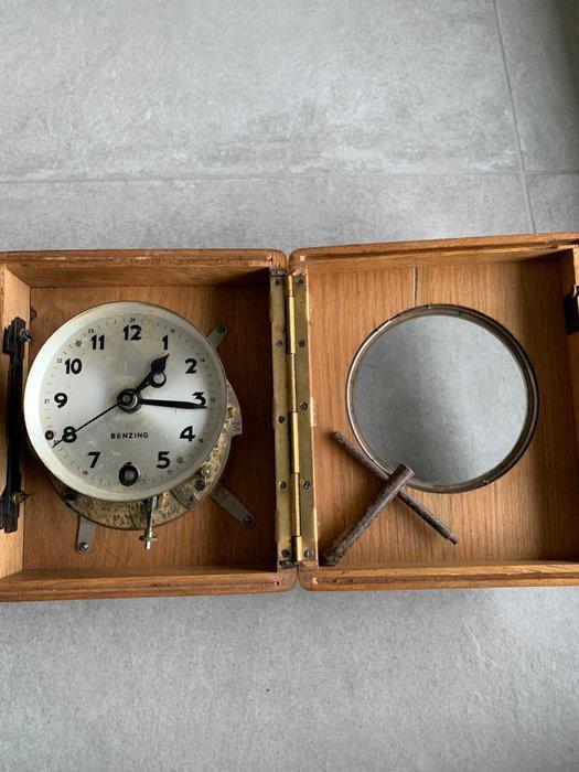 Klok - Benzing - Hout, Messing, Glas - 1950-1960, Antiek en Kunst, Antiek | Klokken