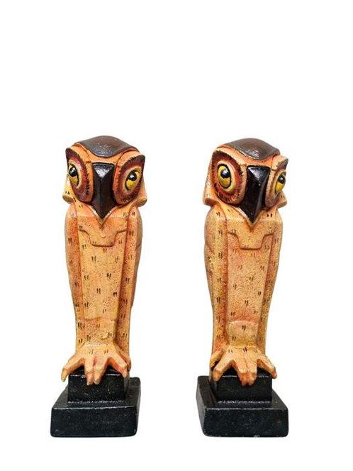 Figurine - Koppel uilenfiguren - Fer, Antiek en Kunst, Kunst | Designobjecten