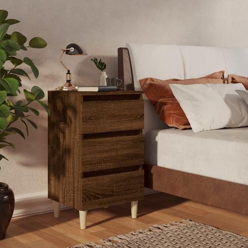 vidaXL Nachtkastje met houten poten 40x35x69 cm bruin, Huis en Inrichting, Slaapkamer | Nachtkastjes, Nieuw, Verzenden