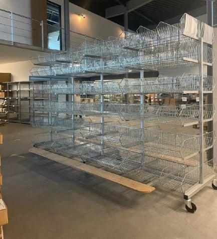 Verrijdbare stelling met draadmanden hxbxd 2350x3800x1600mm, Zakelijke goederen, Kantoor en Winkelinrichting | Magazijn, Stelling en Opslag