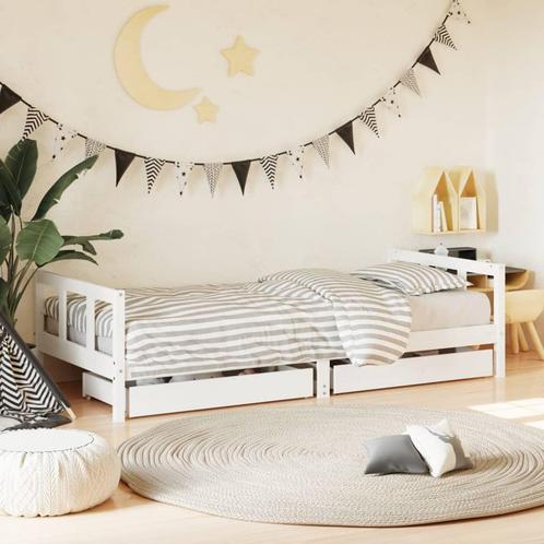 vidaXL Kinderbedframe 90x200 cm massief grenenhout wit, Kinderen en Baby's, Kinderkamer | Bedden, Nieuw, Verzenden