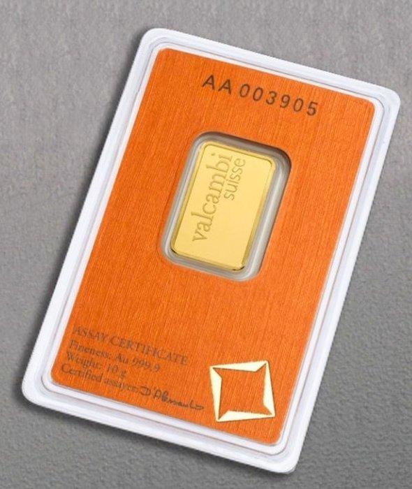 10 gram - Goud - Valcambi, Switzerland, Postzegels en Munten, Edelmetalen en Baren