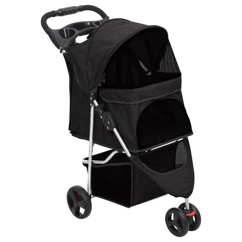 vidaXL Hondenwagen inklapbaar 80x46x98 cm oxford stof zwart, Dieren en Toebehoren, Overige Dieren-accessoires, Nieuw, Verzenden