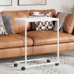 vidaXL Bijzettafel met wieltjes 55x35x70 cm bewerkt hout wit, Verzenden, Nieuw