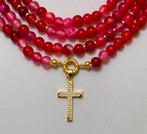 Natuurlijk Agata Roja en Cruz Católica met circonia.