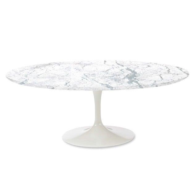 Eettafel Tulip Table Oval Bovenblad Marmer wit Onderstel wit, Huis en Inrichting, Tafels | Eettafels, Nieuw, Verzenden
