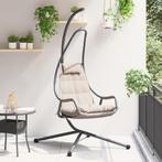 vidaXL Hangstoel met standaard en kussen in taupe staal, Tuin en Terras, Verzenden, Nieuw