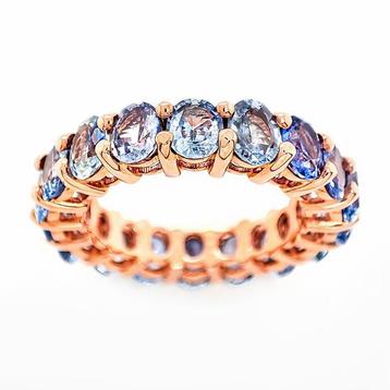 Ring - 14 karaat Roségoud - 8.00ct. tw. Saffier, Handtassen en Accessoires, Ringen, Nieuw