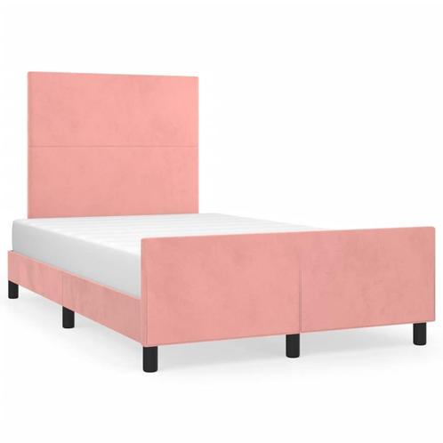 vidaXL Cadre de lit avec tête de lit rose 120x190 cm, Maison & Meubles, Chambre à coucher | Lits, Neuf, Envoi