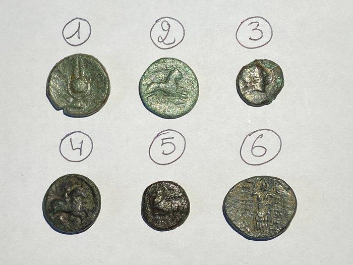 Griekenland (oud) Lot van 6 Æ munten 5e–2e eeuw v.Chr., Postzegels en Munten, Munten | Europa | Niet-Euromunten