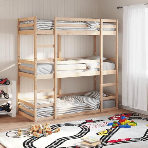 vidaXL Stapelbed 3-persoons massief grenenhout 80x200 cm, Huis en Inrichting, Slaapkamer | Bedden, Nieuw, Verzenden