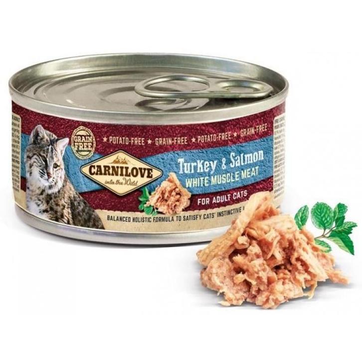Carnilove - turkey & salmon 100 gr - kattenvoer met 35 proc., Animaux & Accessoires, Accessoires pour chats