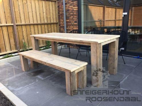 Steigerhout Eettafel tafel bewerkt gratis levering tuintafel, Tuin en Terras, Tuinsets en Loungesets, Bank, Eettafel, Stoel, 6 zitplaatsen