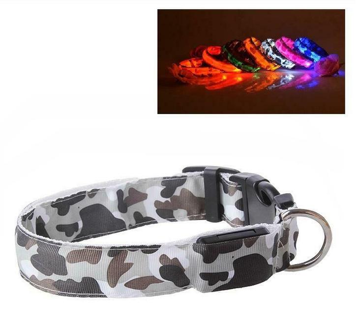 LED Halsband Camo WIT RGB, Dieren en Toebehoren, Honden-accessoires, Verzenden