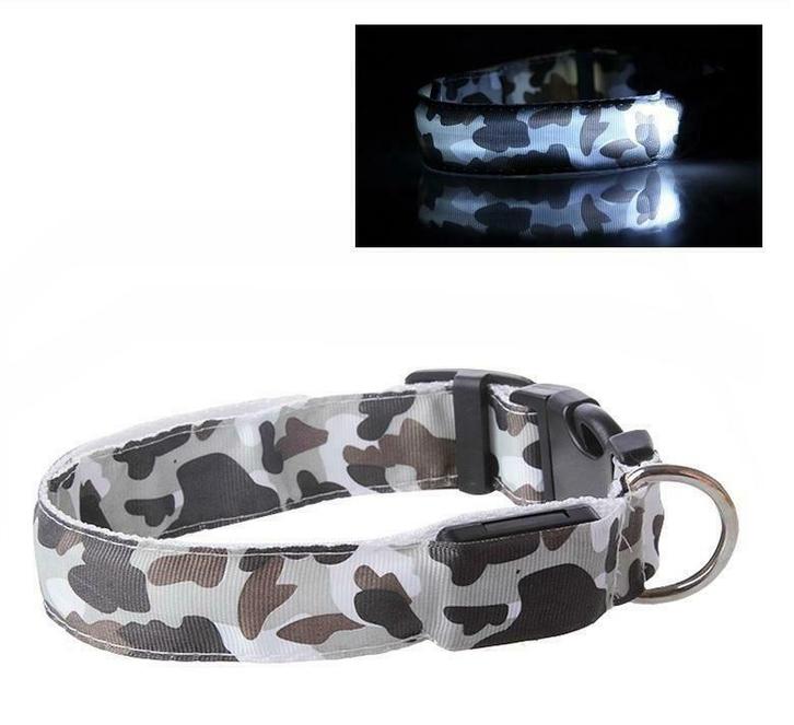 LED Halsband Camo WIT, Dieren en Toebehoren, Honden-accessoires, Verzenden