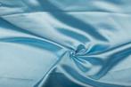 Satijn stof lichtblauw - Glanzende stof 50m op rol, Nieuw, Verzenden