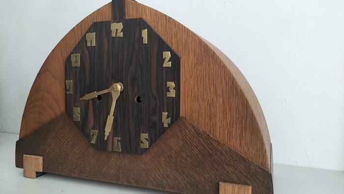 Amsterdamse School klok - Art Deco Hout, Messing - 1920-1930, Antiek en Kunst, Antiek | Klokken