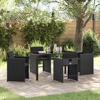 vidaXL Tuin Eettafel Set 5 pcs Zwart poly rattan, Tuin en Terras, Verzenden, Nieuw