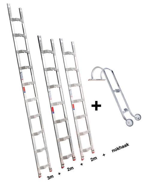 Altrex dakladderset met nokhaak 7m, Doe-het-zelf en Bouw, Ladders en Trappen, Ladder, Nieuw, 4 meter of meer, Ophalen of Verzenden