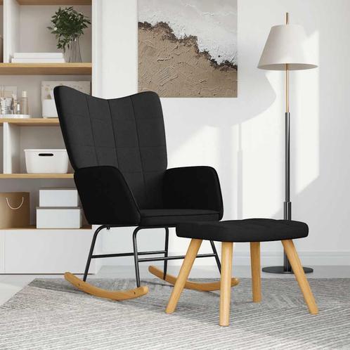 vidaXL Schommelstoel met voetenbank stof zwart, Huis en Inrichting, Stoelen, Nieuw, Verzenden