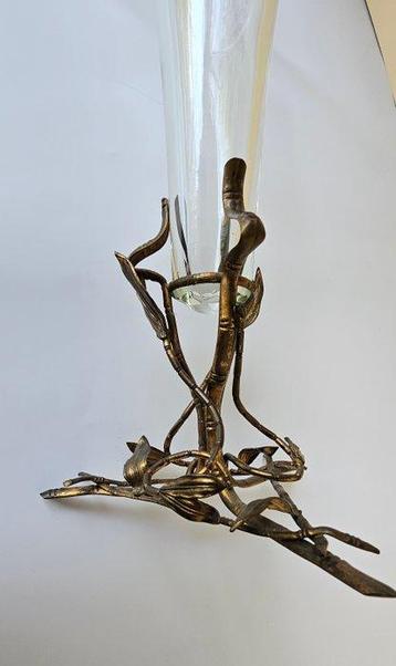 Vaas - glas, koper - Cornet vaas art deco, Antiek en Kunst