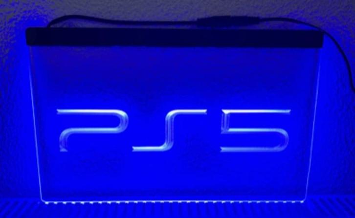 PS5 PS 5 neon bord lamp LED verlichting reclame lichtbak *bl, Huis en Inrichting, Lampen | Overige, Nieuw, Verzenden