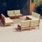 vidaXL 8-delige Loungeset met crèmekleurige kussens, Tuin en Terras, Verzenden, Nieuw, Loungeset