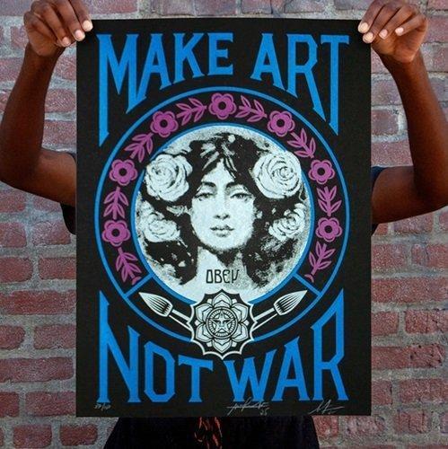 Shepard Fairey (OBEY) & Alfredo Gonzalez - Make Art Not War, Antiquités & Art, Art | Objets design
