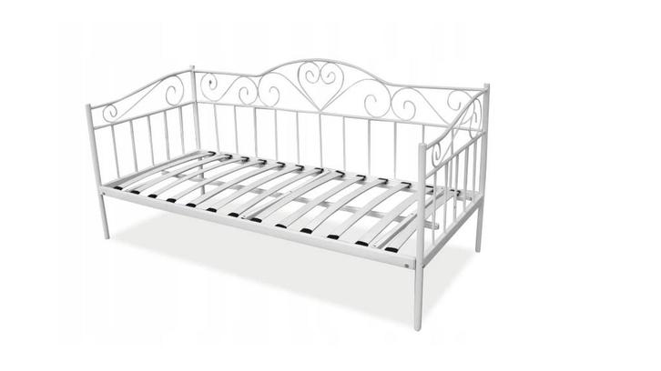 Wit Metaal Bed met Bodem | OP = OP | Scherpe Prijs, Huis en Inrichting, Slaapkamer | Bedden, Overige maten, 200 cm, Wit, Gebruikt