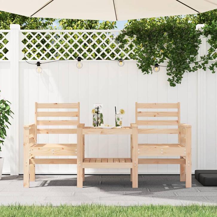 vidaXL Tuinbank met tafel 2-zits massief grenenhout, Tuin en Terras, Tuinsets en Loungesets, Nieuw, Verzenden