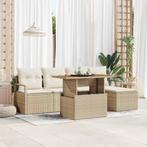 vidaXL Tuin Eettafel Set met kussen 6 pcs Beige, Crème, Verzenden, Nieuw