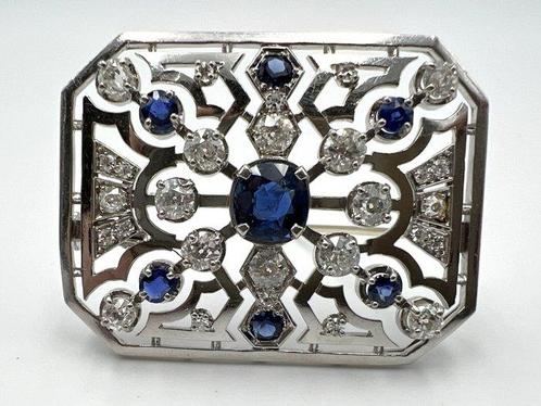 Broche - 18 karaat Platina, Witgoud -  2.24ct. tw. Diamant, Handtassen en Accessoires, Antieke sieraden