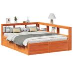 vidaXL Bed met boekenkast zonder matras grenenhout wasbruin, Huis en Inrichting, Slaapkamer | Bedden, Verzenden, Nieuw