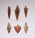6 pointes de flèches néolithiques silex Tête de flèche (Sans