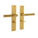 Ferro geveerd op schild wc 63/8 messing PVD - deurbeslag..., Ophalen of Verzenden, Nieuw, IJzer, Klink of Kruk