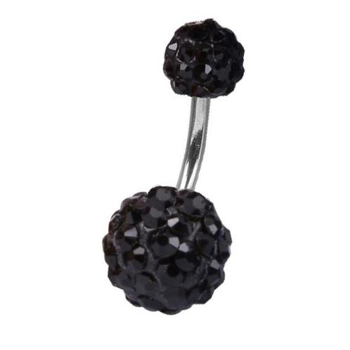 Fako Bijoux® - Navelpiercing - Disco Dots Duo - 8mm - Zwart, Handtassen en Accessoires, Piercings, Verzenden