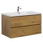 Badkamermeubel Set Angela 90 cm Eiken Badmeubel, Huis en Inrichting, Badkamer | Badkamermeubels, Verzenden, Nieuw