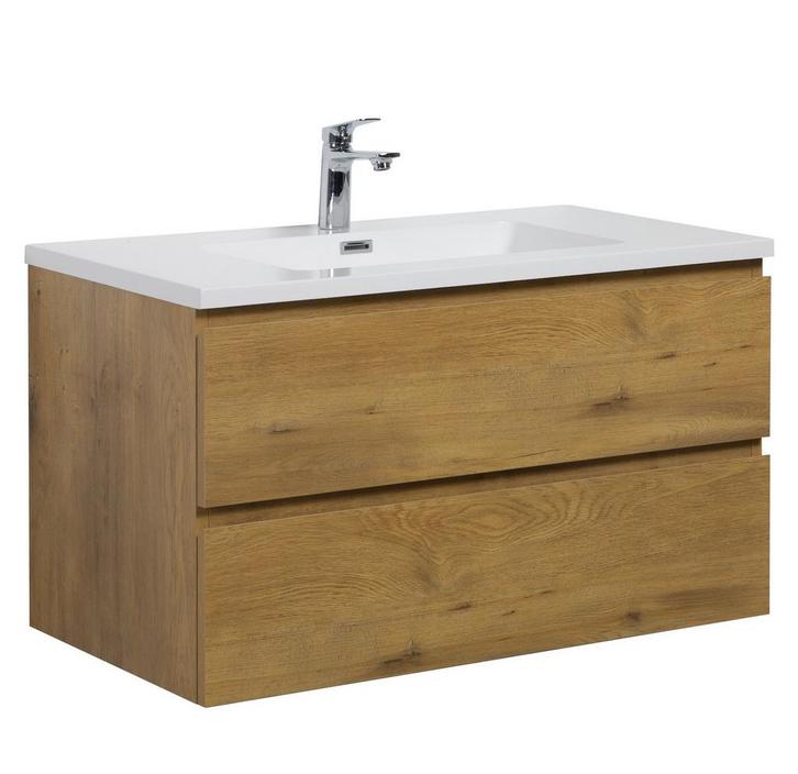 Badkamermeubel Set Angela 90 cm Eiken Badmeubel, Huis en Inrichting, Badkamer | Badkamermeubels, Nieuw, Verzenden